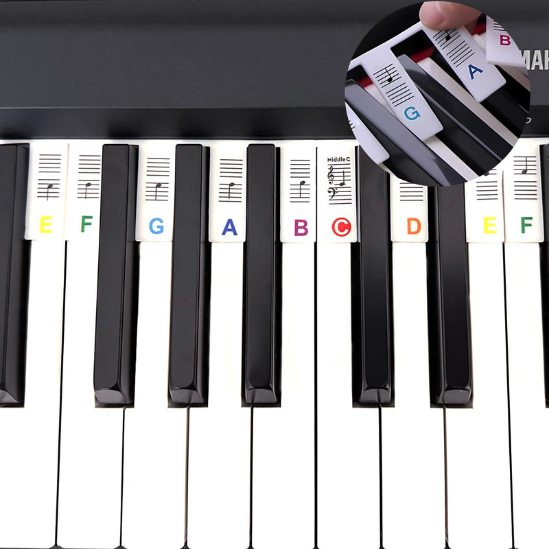 61-Key Removable Piano Keyboard Note Labels, Colorful Silicone Key Labels for Beginners, Reusable Piano Notes Guide with Box, Easy to Read, No Stickers Required Color-61 Key
