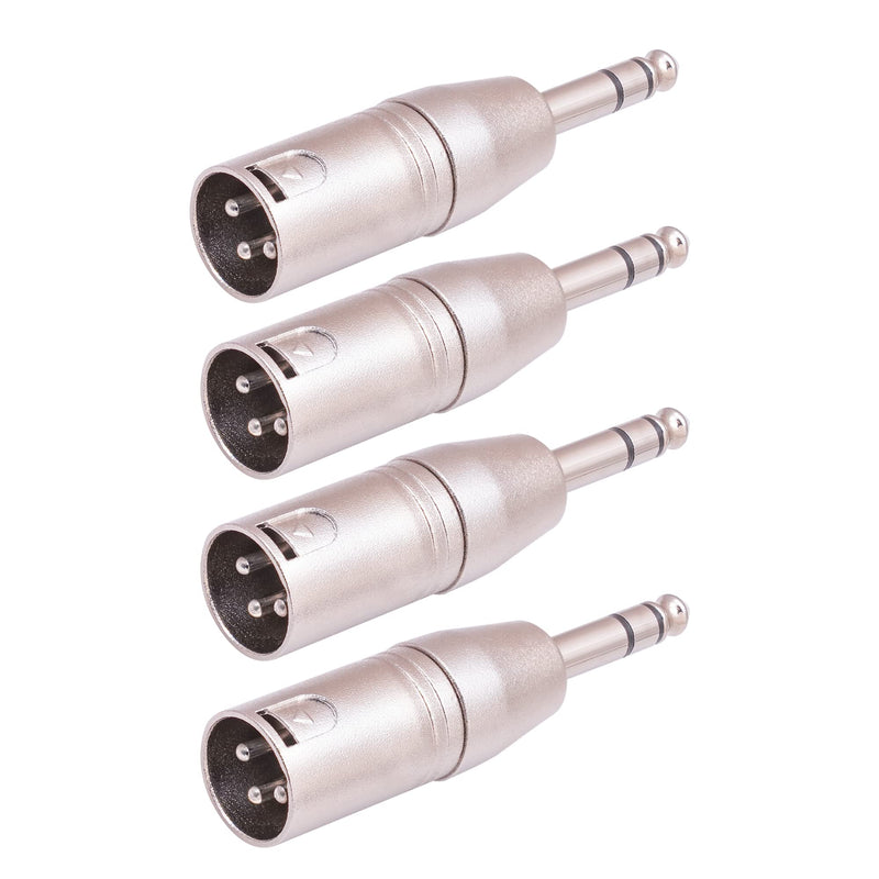 [AUSTRALIA] - Smithok 4 Pack 1/4" TRS to XLR Adapter, Balanced Quarter Inch 6.35mm Male to XLR Male Adapters 
