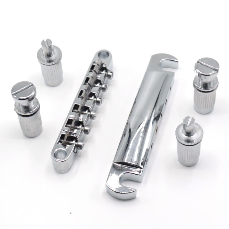1 Set Silver Metal Tune-O-Matic Electric Guitar Bridge and Tailpiece for Enhanced String Stability, Replacement Electric Guitar Parts Ideal for SG Les Paul LP Guitars