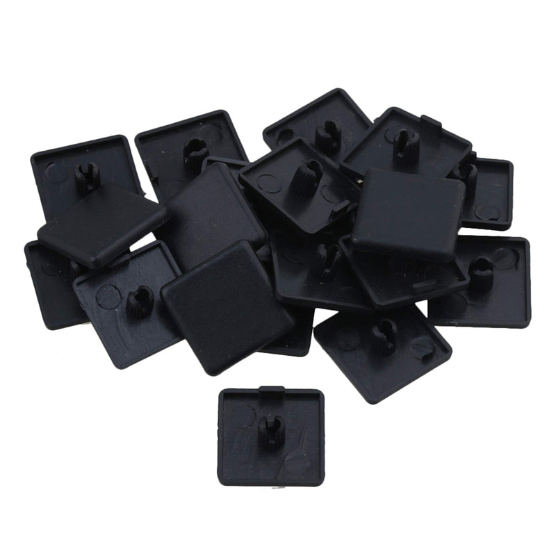 20pcs Single Hole Extrusion End Caps for 2020 European Standard Aluminum Profile Black 20x20mm