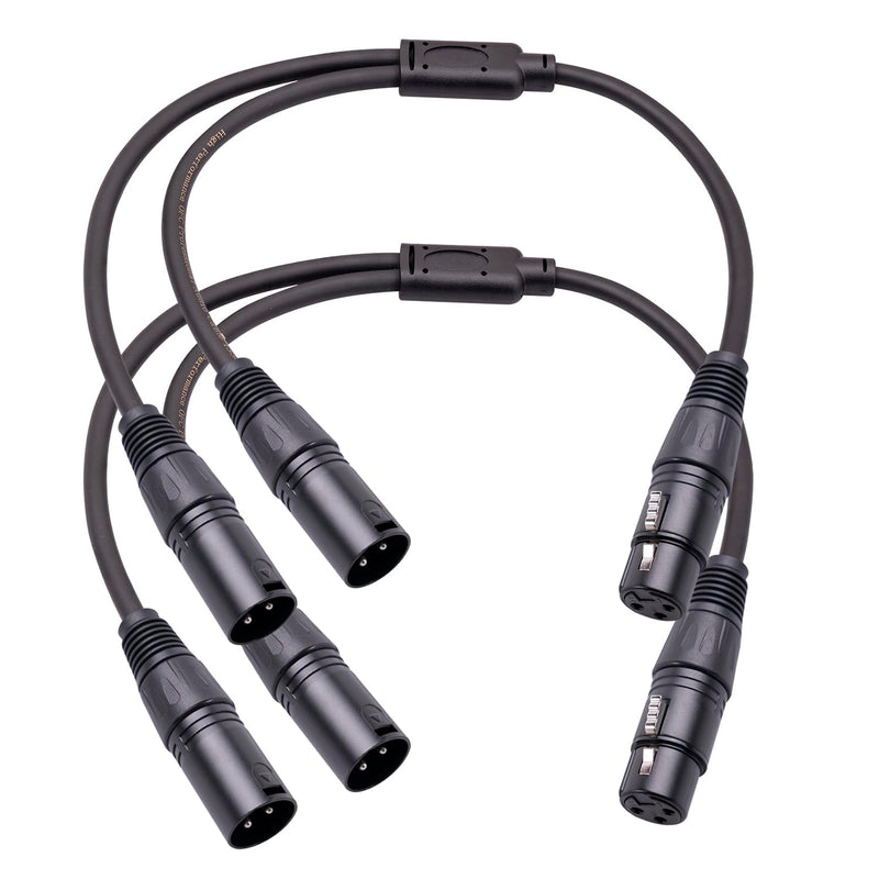 2 Pack XLR Splitter 1 Female to 2 Male,XLR Splitter Cable,1.5FT XLR Y Splitter Micrphone Cable,3pin XLR Female to Dual XLR Male Y-Splitter Balanced Mic Audio Cables for Stereo Mic to L&R Audio