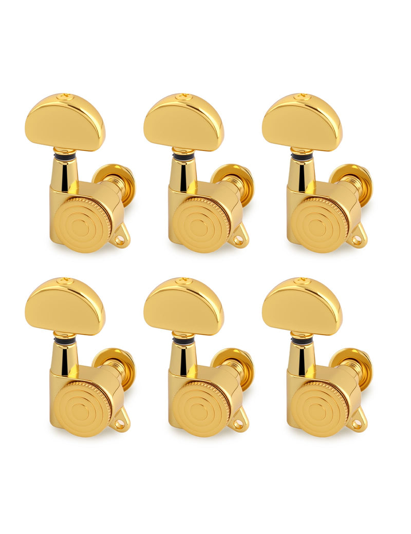 [AUSTRALIA] - Rubatone Locking Guitar String Tuning Pegs Sealed Machine Heads Tuners Tuning Keys 6 In Line for Right Handed Electric Guitar or Acoustic Guitar Half Round Head Gold. 