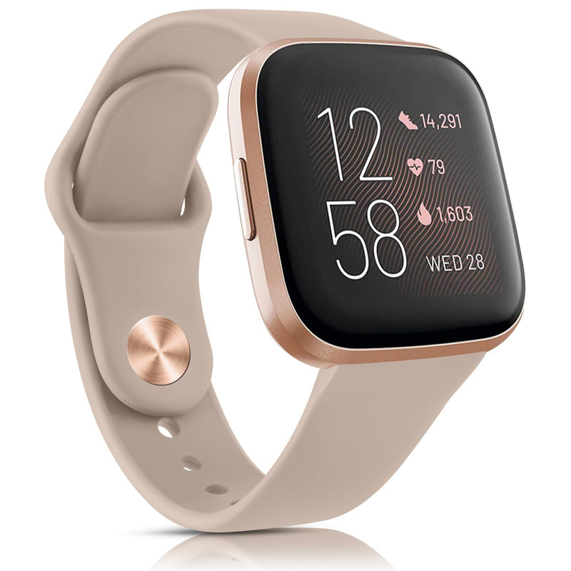 Vancle Silicone Bands Compatible with fitbit versa 2 watch bands women men, Soft Breathable Sport Replacement Wristbands for Fitbit Versa 2 / Fitbit Versa/Versa Lite/Versa SE Milk Tea