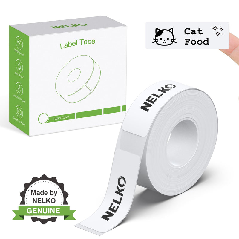 [AUSTRALIA] - Nelko Genuine P21 Label Maker Tape, 14x40mm (0.55"x1.57"), Standard Laminated Thermal Label Tape Replacement, for Home Office, 180 Labels/Roll, White 0.55"x1.57"(14mmx40mm)-1 Roll 