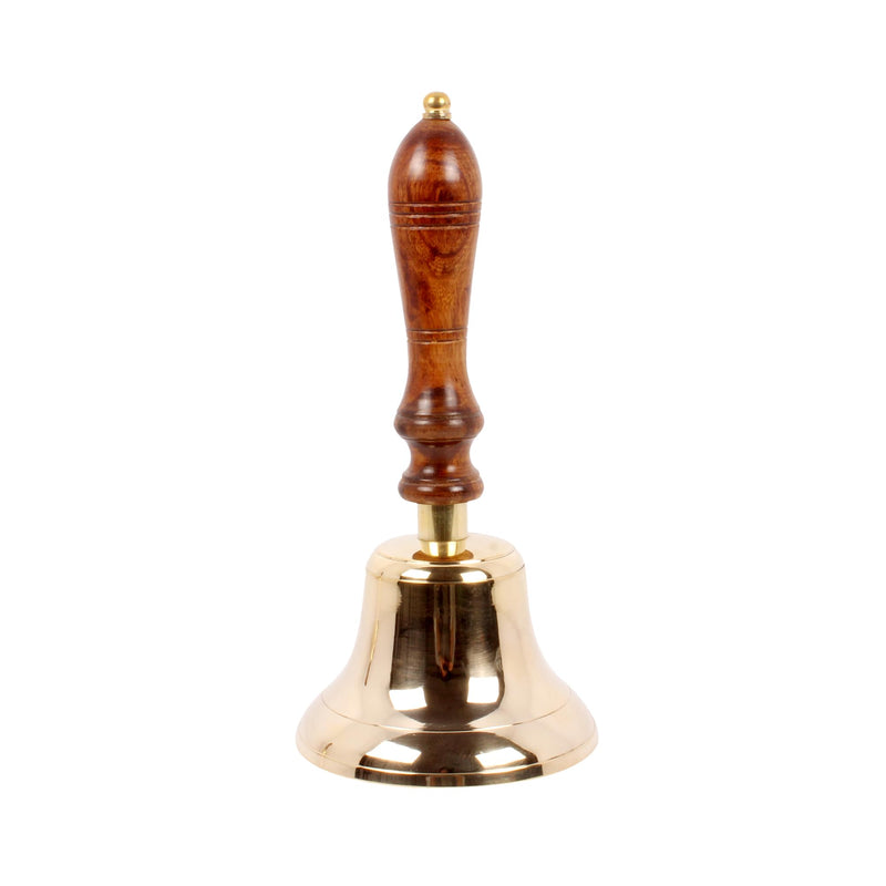 Solid Brass Large Hand Bell - Call Bell Perfect for Wedding Bell,Games Bell, Schools Bell, Reception Desks and Religious Ceremonies and Events. 5 Inch Diameter