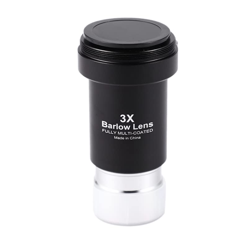 Barlow Lens 3X, 1.25 Inch Fully Multi-Coated Metal Barlow Lens with M42 Thread Camera Connect Interface for Telescope Eyepiece
