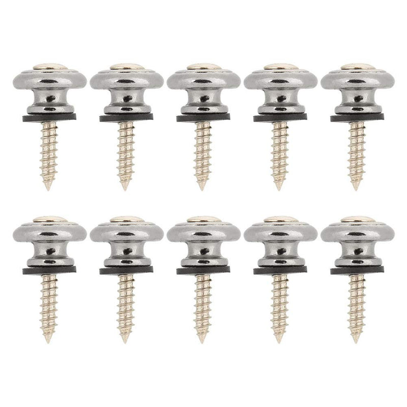 Guitar Strap Buttons, Mushrooms Head Guitar Strap Locks End Pins with Screws and Washers, for Guitar Ukulele Electric Bass(Sliver)
