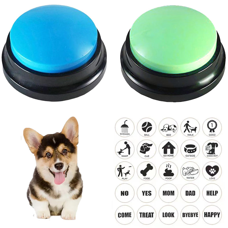 Voice Recording Button, Dog Buttons for Communication Pet Training Buzzer, 30 Second Record & Playback, Funny Gift for Study Office Home, Talking Buttons for Dogs (2 Packs) 2 Packs