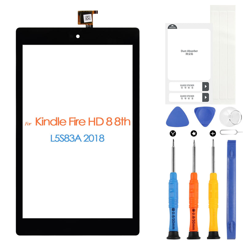 Touch Screen for Amazon Kindle Fire Tablet HD 8 8th Gen Model L5S83A Digitizer 2018 Released 8th Generation Screen Replacement Front Glass Panel with Repair Tools (not LCD Display)
