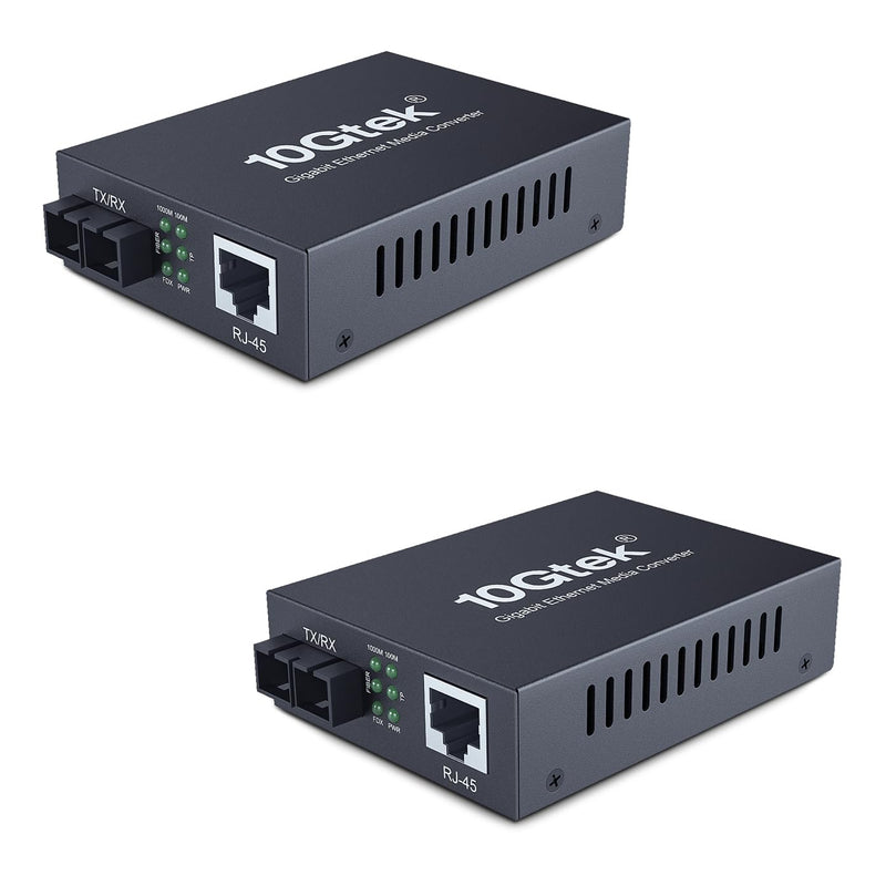 [AUSTRALIA] - 2PCS Gigabit SC to RJ45 Fiber Media Converter, Single Mode to Ethernet Converter 10/100/1000Mbps RJ45 Port to 1000Mbps Single Mode Dual SC Port, SMF, 1310nm, up to 20km, Auto-Negotiation X2 SMF,SC,20km 