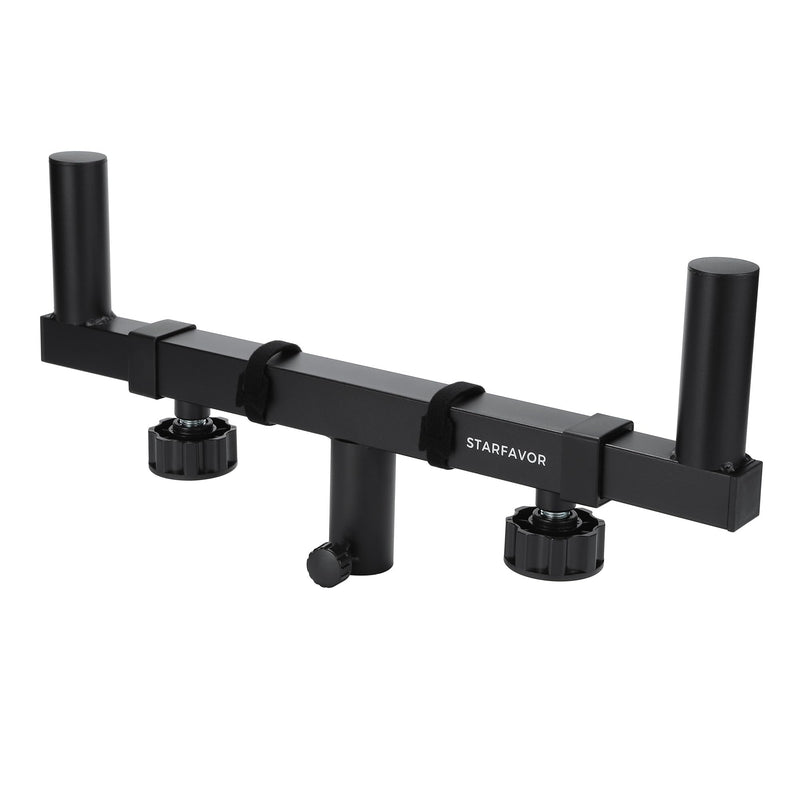 Starfavor Dual Speaker Pole Mount, Speaker Mounting Brackets for PA Speaker/DJ Speaker/On Stage Speaker, Speaker Stand Bar Adapter with Adjustable Width 16.5" - 24.3" SPS-001