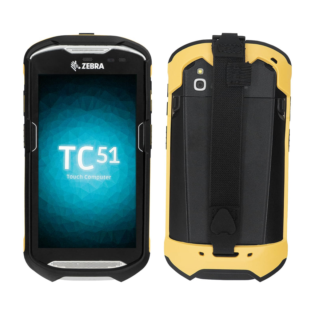 Protective Cover Bumper Case Rugged Boot with Hand Strap for Zebra TC51 TC510K TC52 TC56 TC57 (Black+Yellow)