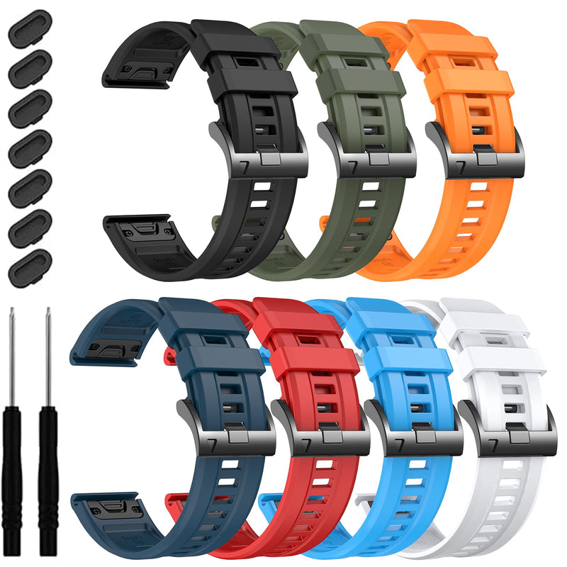 EZMVZKU 26mm Easyfit Straps for Garmin Fenix 8 AMOLED/8 Pro 51mm/7X/7XPro Sapphire Solar Watchands Replacement for Fenix 6X/6X Pro/5X/5X Plus/Enduro 3/2/Quatix 8/epix Pro/Descent Mk3i/Tactix 8 51mm 7pack1