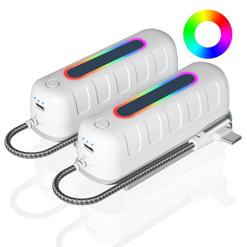 Battery Pack for Oculus Quest 2, 5000mAh Extended Power with Multi-Colors RGB Lights Compatible with Original Meta Quest 2 Head Elite Strap Extra 2-4H Playtime 2 Pack (5000mah+ 5000mah) 2 battery packs