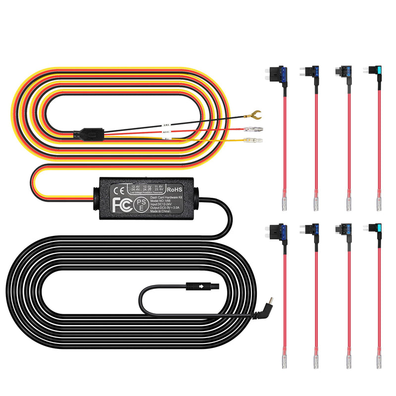 [AUSTRALIA] - Pelsee Dash Cam Hardwire Kit, Full Set Hard Wire Kit Fuse for P1 Duo Dash Cam Only, 12V-24V to 5V Car Dash Camera Charger Power Cord, 4 Fuse Cable and Installation Tool 