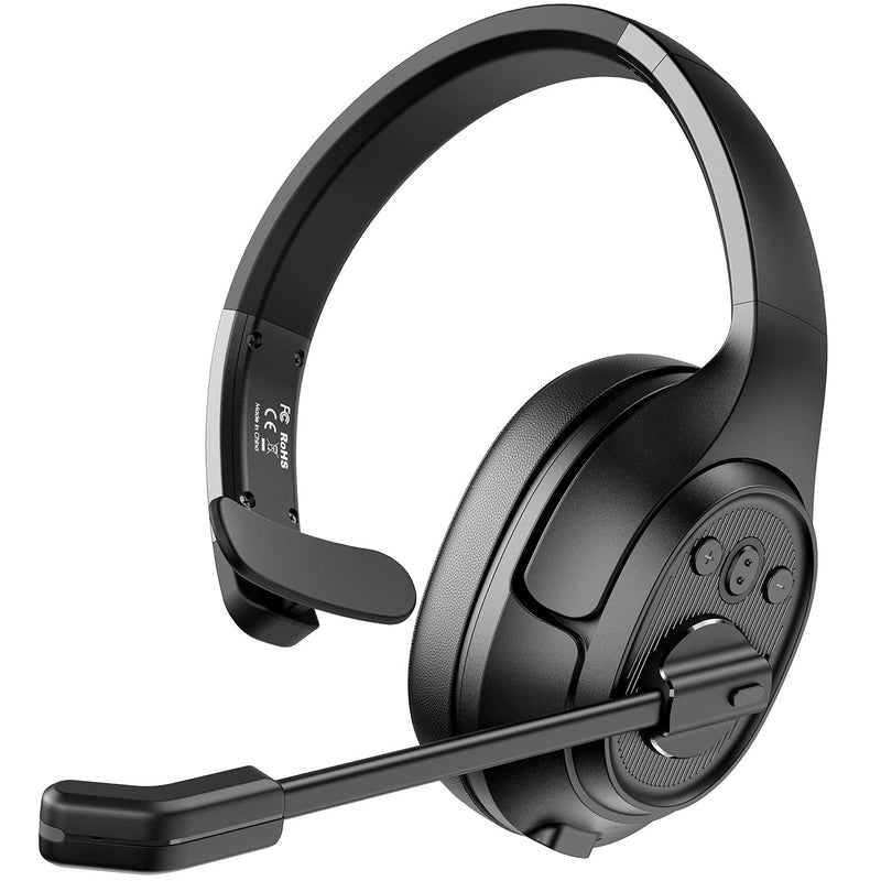 EKSA Trucker Bluetooth Headset with Microphone, 164ft Wireless Headphones with AI Noise Cancelling(ENC), 57Hrs Worktime, Truck Drivers Headset with Mute Button for Cell Phone PC Home Office Work H1