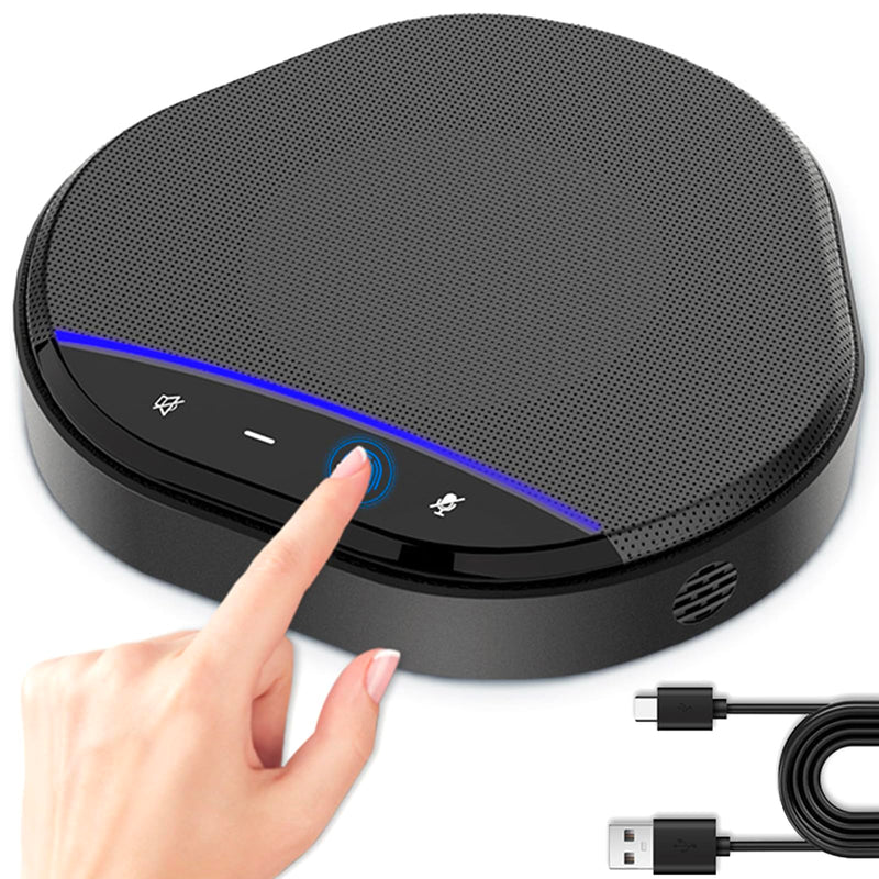 Conference Speaker and Microphone, USB Speakerphone Built-in AI Noise Reduction Mic, 360° Voice Pickup Echo Cancellation Conference Microphone with 5W Speaker and Touch Control Mute