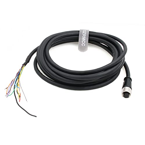 SZRMCC Sensor Actuator Cable M12 12 pin Female Flying Lead Cable for Cognex in-Sight 3800 8000 9000 DataMan 262 300 360 Code Reader Sick Sensor Vision (2m) Straight 12pin Female 2m