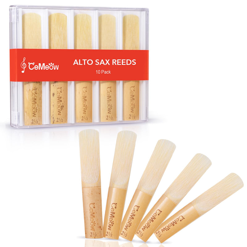 [AUSTRALIA] - Alto Saxophone Reeds 2.5, Professional Alto Sax Reeds 10Pack with Plastic Box, Thinner Reed Tip Advanced Cutting Technology for Saxophone Beginner and Player Strength 2.5 