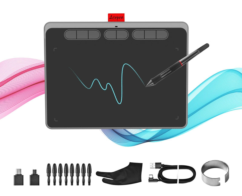 9x6 inch Graphics Drawing Tablet, Acepen Drawing Tablet with Battery-Free Stylus, 8192 Pen Pressure, 8 Hot Keys, Digital Art Tablet for Drawing, Design, Teaching, Work with Mac, Computer, PC & Mobile 9 inch
