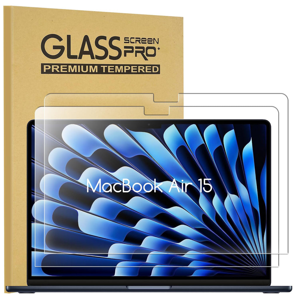 2 Pack Tempered Glass Screen Protector for New Apple 2024-2023 MacBook Air 15 inch (Model: A3114 A2941) Laptop with M3 M2 chip 15.3 inch Liquid Retina Display Laptop,9H Hardness,Anti Fingerprint Macbook Air 15-Temerpered Glass