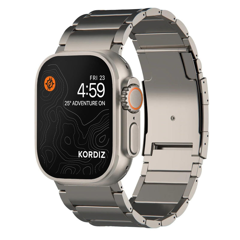 KORDIZ Titanium Watch Band T01 Max - Fits Apple Watch ULTRA 3 & ULTRA 2/1 (49mm) - Adjustable Titanium Apple Watch Band with Secure Clasp - Premium Color Matching Band (T01 Max | ULTRA Silver) T01 Max | Natural Titanium