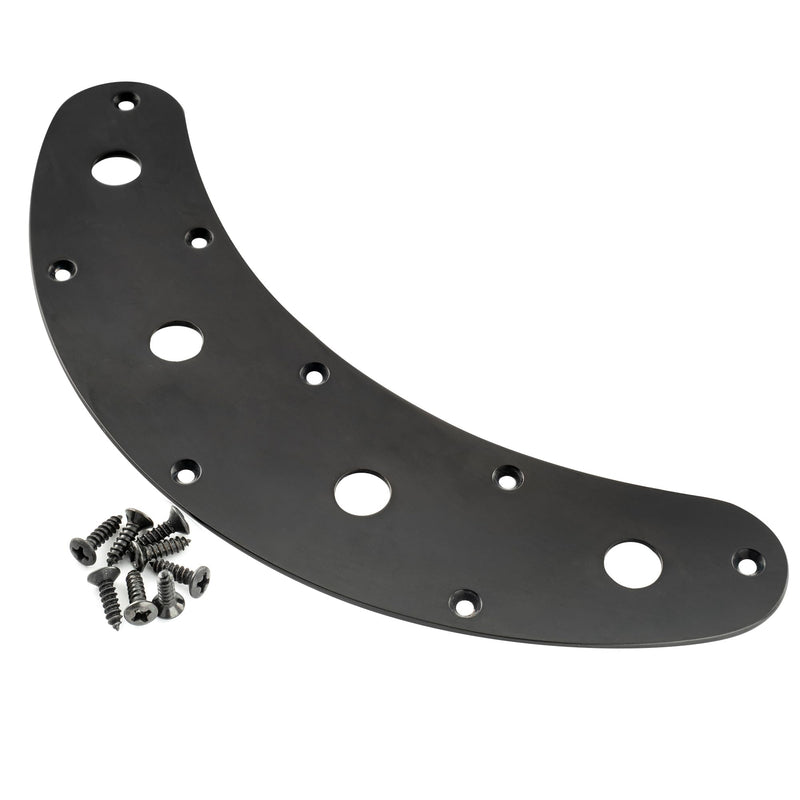 Musiclily Pro Steel 4-Hole Bass Control Plate for Music Man Style Electric Bass, Black