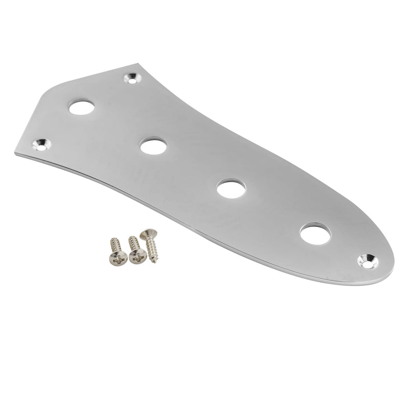 Musiclily Pro Steel 4-Hole Jazz Bass Control Plate J Bass Control Plate with 10mm (25/64") CTS Pot Holes for Jazz Bass Electric Bass Guitar, Chrome