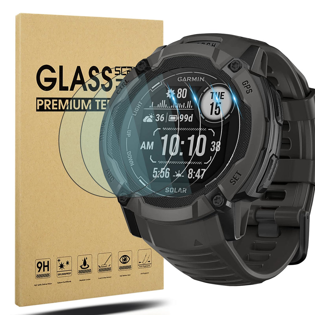 Suoman 4-Pack Screen Protector for Garmin Instinct 2X Solar, [2.5 D 9H Hardness ] for Garmin Instinct 2X Solar Tempered Glass Screen Prtector