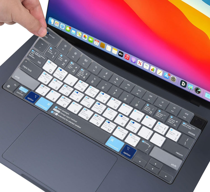MacBook Shortcuts Keyboard Cover for 2023 MacBook Air 15.3 Inch M2 Chip A2941, MacBook Air 13.6" M2 Chip A2681 Keyboard Cover Protector Skin, MacBook Air 15.3" 13.6" M2 A2941 A2681 Accessories, Gray 2023 MacBook Air 15.3" M2 A2941 Gray&Blue