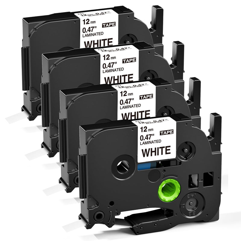 [AUSTRALIA] - 4-Pack Compatible with Brother Label Maker Tape TZe-231 TZ-231 P Touch Label Tape 12mm 0.47 White TZ,Work for Ptouch PT-D210 PT-H110 PT-D600 PT-D220 PT-D410,PT-1290,Black on White Tape 8m 26.2ft 