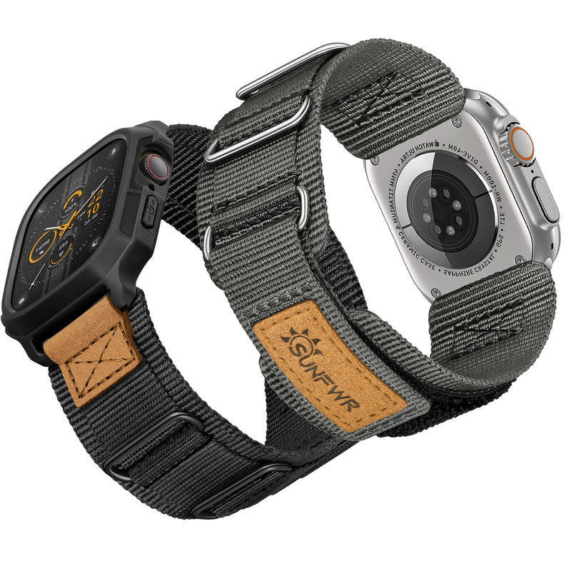 Bundle of the Rugged Nylon Velcro Apple Watch Band (Gray/Black)