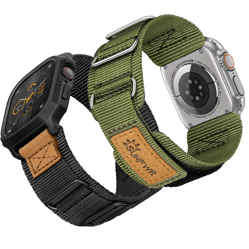 Bundle of the Rugged Nylon Velcro Apple Watch Band (Army green/Black)