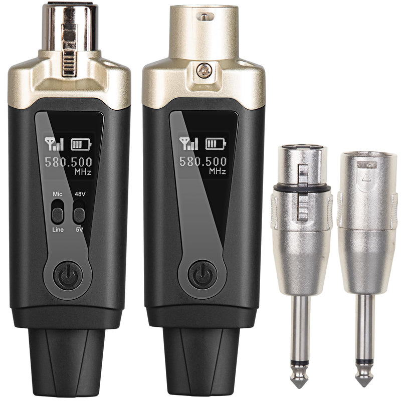 Depusheng T9 Wireless guitar transmitter receiver, Wireless Microphone Transmitter Receiver XLR Microphone Wireless System for Dynamic and condenser Microphone Audio Mixer, With 48V phantom power