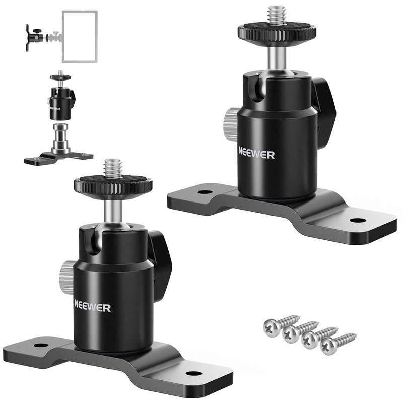 [AUSTRALIA] - NEEWER 2 Pack T Type Wall Ceiling Mount, Ring Light Wall Mount Bracket with Detachable Ball Head, 5/8" Stud, 1/4" Screw for Flash Strobe Camera Monitor Studio Lighting, Max Load: 4.4lb/2kg, TS008 