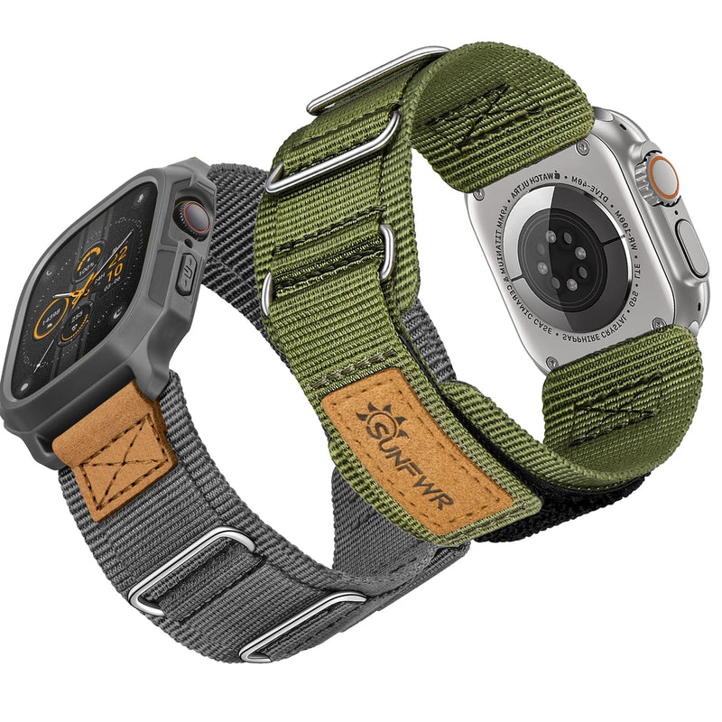 Bundle of the Rugged Nylon Velcro Apple Watch Band (Army Green/Grey)