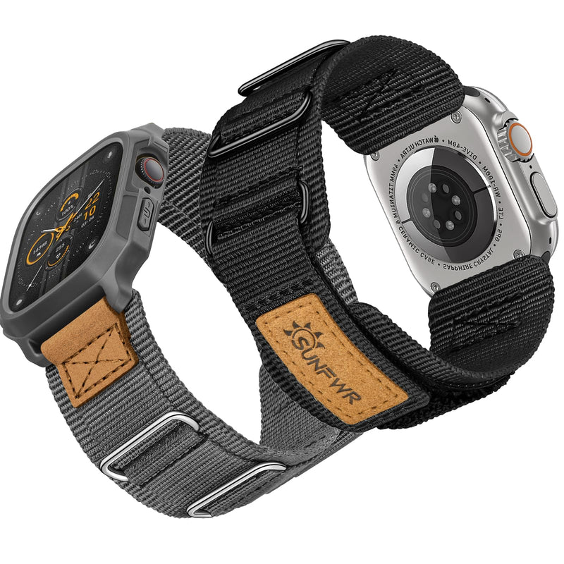 Bundle of the Rugged Nylon Velcro Apple Watch Band (Grey/Black)