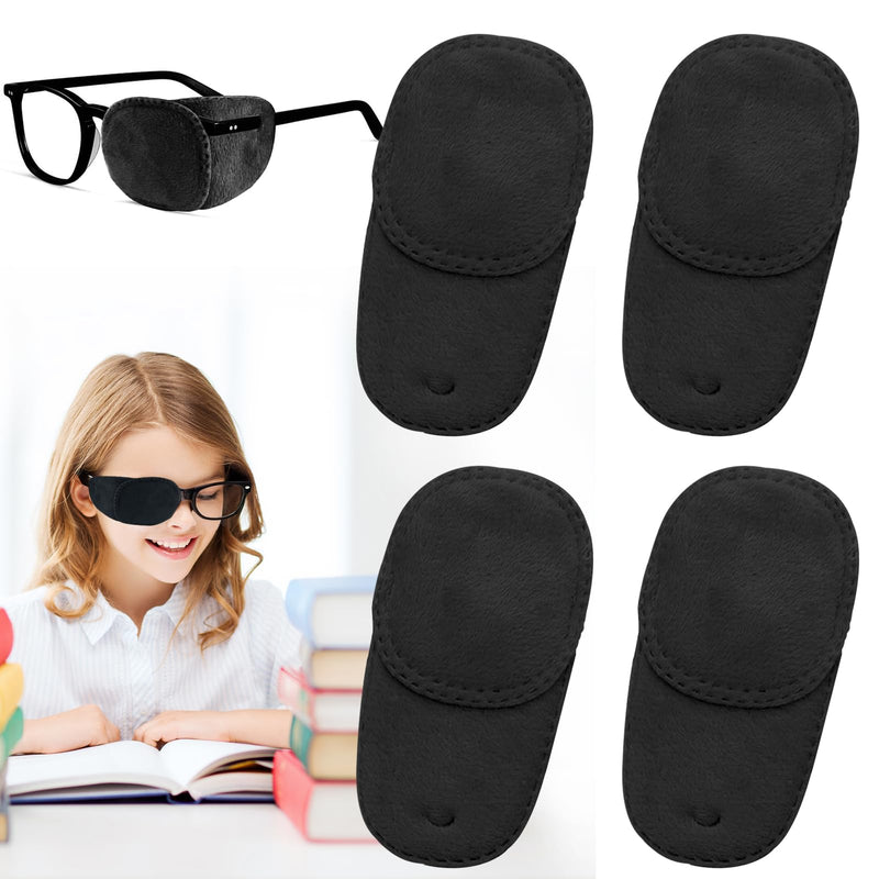 4pcs Eye Patches for Glasses Medical Eye Patch Treating Lazy Eye Amblyopia Strabismus Improve Vision Reusable Soft Eye Patch for Kids, Black
