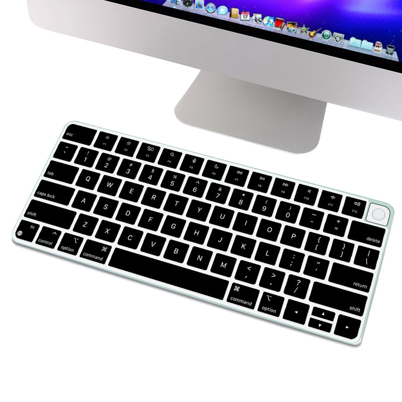 Silicone Keyboard Cover for 2021 New Model A2449 iMac Magic Keyboard with Touch ID with Numeric Keypad, Washable Dustproof Apple iMac Magic Keyboard Skins Apple Magic Keyboard Covers (Black) 1 Pack Black