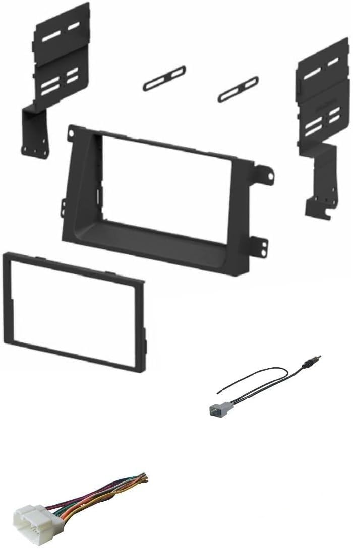Double DIN Car Stereo Radio Install Dash Kit, Wire Harness, and Antenna Adapter Combo for 2005 2006 2007 2008 Honda Ridgeline