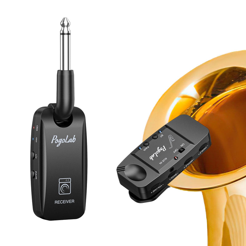 [AUSTRALIA] - UHF Wireless Saxophone Microphone System, Rechargeable Mic Pickup System with Storage Case, 164 Feet Range, Clip-On Transmitter with Treble/Bass/Middle Adjustment, for Most Brass Instruments 
