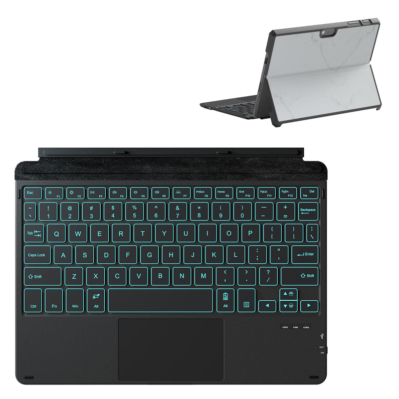 Keyboard Case for Surface Go 3 / Surface Go 2 / Surface Go, 7 Color Backlight Magnetic Detachable Bluetooth Keyboard with Trackpad, Rechargeable Keyboard for Surface Go - Black Black Surface Go 3/2/1 Keyboard Case - Backlit