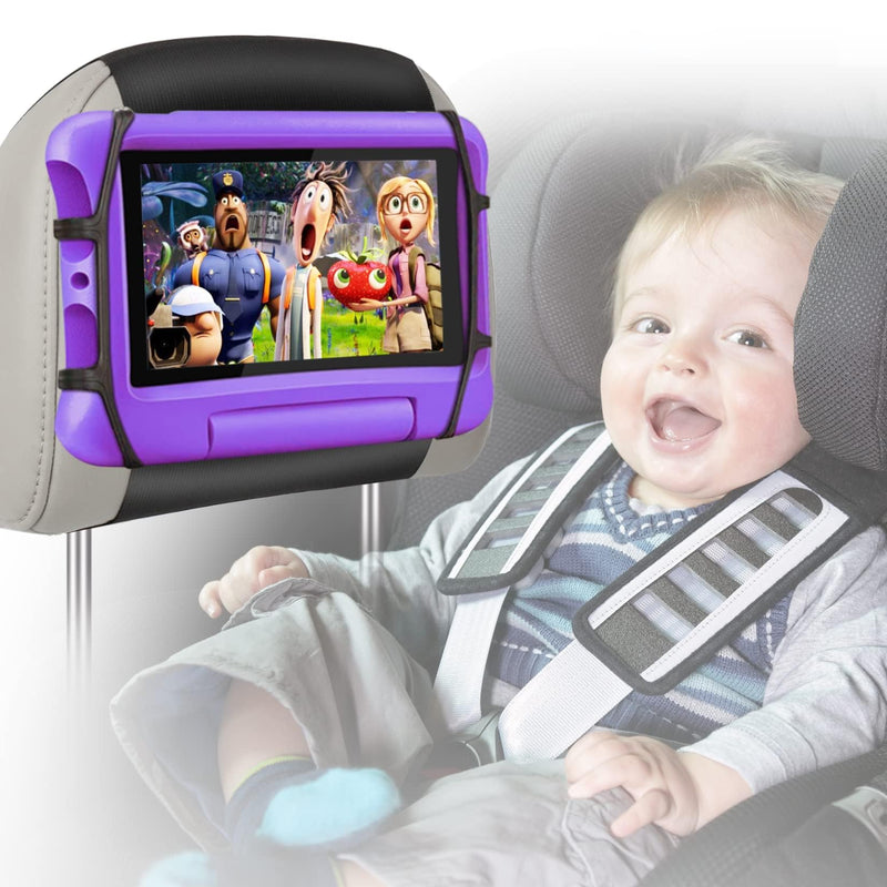 [AUSTRALIA] - BIGASUO Car Headrest Mount Holder for Kids Tablet Holder for Car Backseat Anti-Slip Strap Holding Net Adjustable Angle Seat Mount Fits All 7 to 12.9 Inch Tablets 1 Pack 