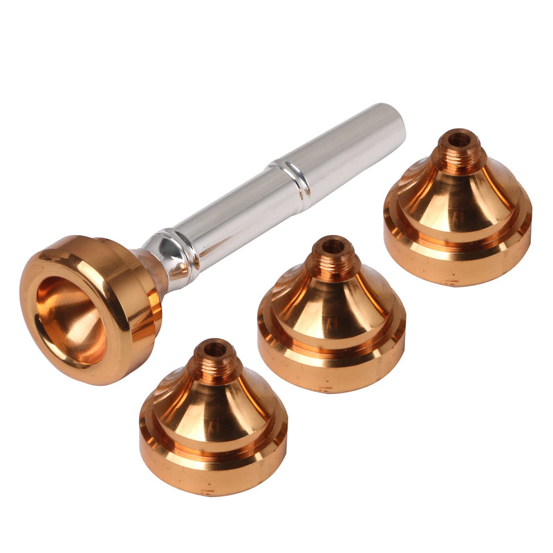 Yibuy Trumpet Mouthpiece Brass Gold Plated 8.8cm Long 2.2cm Wide Suitable for Trumpet Set of 4