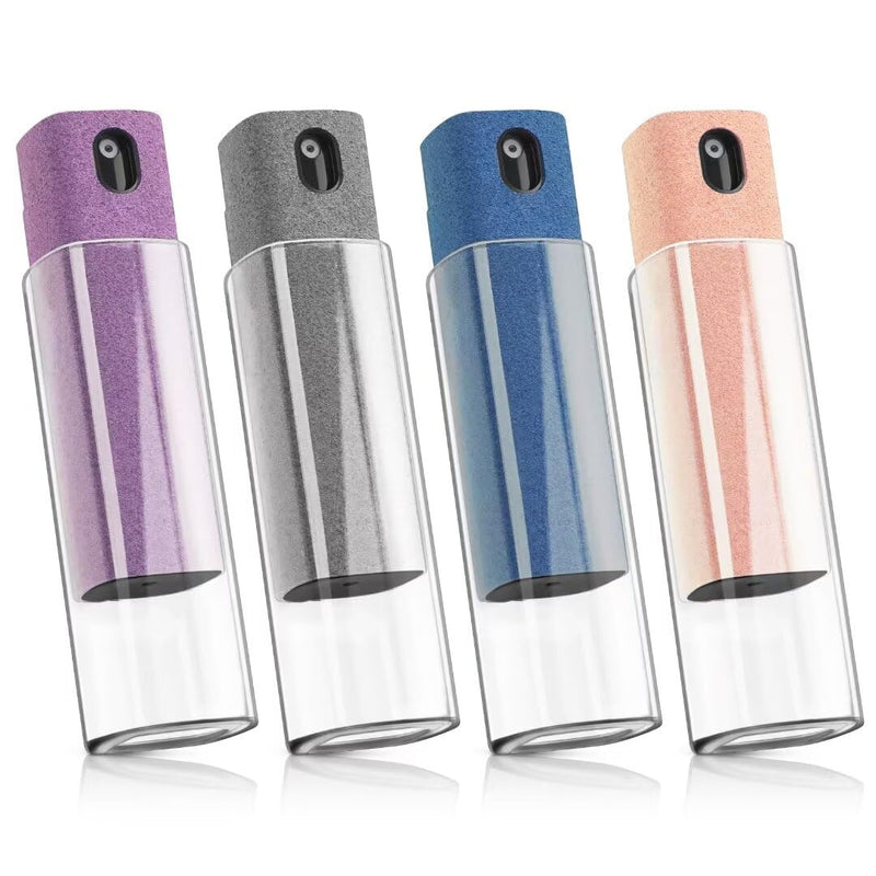 4 Pack Screen Cleaner,3-in-1 Touchscreen Mist Cleaner Spray and Microfiber Cloth,Built-in Cleaning Solution,Portable Reusable Fingerprint-Proof Spray Bottle for Phone/Laptop/iPad/TV/Monitor/Car Screen Gray + Pink + Blue + Purple
