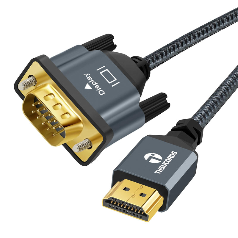 HDMI to VGA Cable 6.6FT. Gold Plated Braided HDMI to VGA Adapter Cable (Male to Male) for Computer, Desktop, Laptop, PC, Monitor, Projector 1-Pack