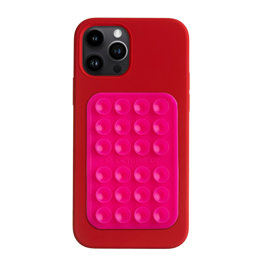 Silicone Suction Phone Case Adhesive Mount - Hands-Free, Strong Grip Holder for Selfies & Videos - Durable, Easy to Use - iPhone & Android Compatible - 2.25″ x 3.25″, Hot Pink 3 1/4 x 2 1/4 inches