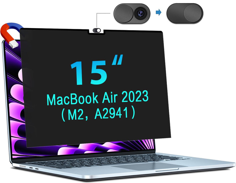 STARY Magnetic Privacy Screen Macbook Air 15 Inch (2023, M2 Chip) -A2941, Removable Anti Glare Blue Light MacBook Air 15.3 Inch Privacy Screen Protector Anti Spy Security Filter for 15 Inch Mac Laptop MacBook Air 15 Inch(2023,M2)-A2941