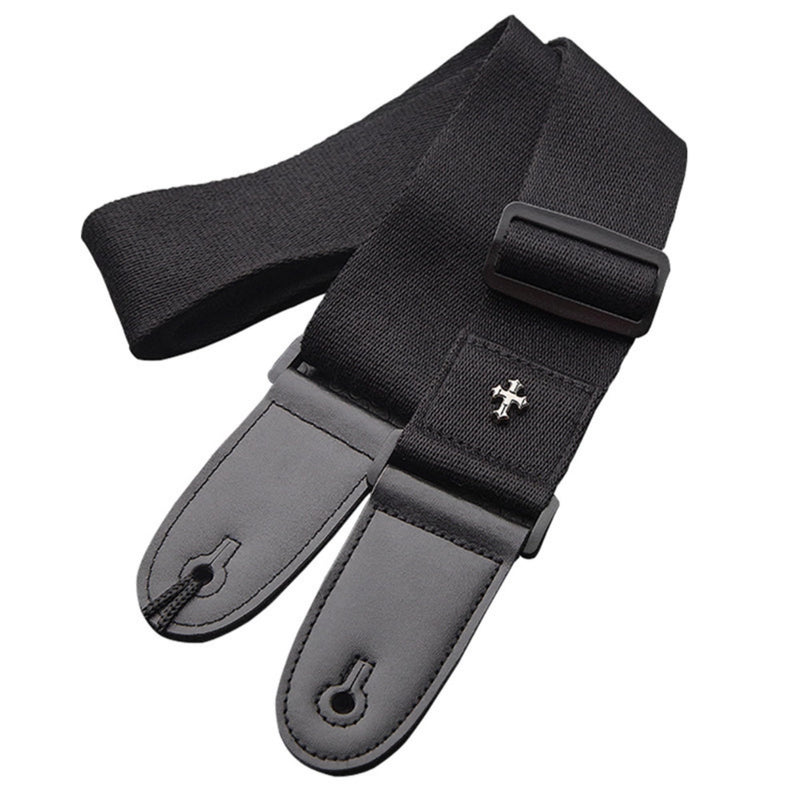 [AUSTRALIA] - Guitar Strap, Bass Guitar Straps Acoustic Electric Woven Simple Leather Ends Adjustable Vintage with Pick Pocket Black 