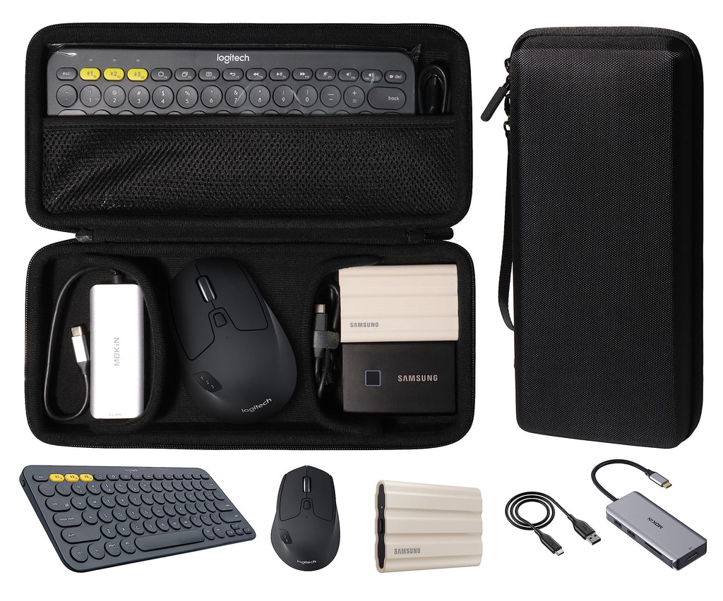 CaseSack All in 1 Organizing case for Logitech K380, Pebble/POP/M720 Mouse and PSS/Portable HD Like, Type C hub/Adapter hub